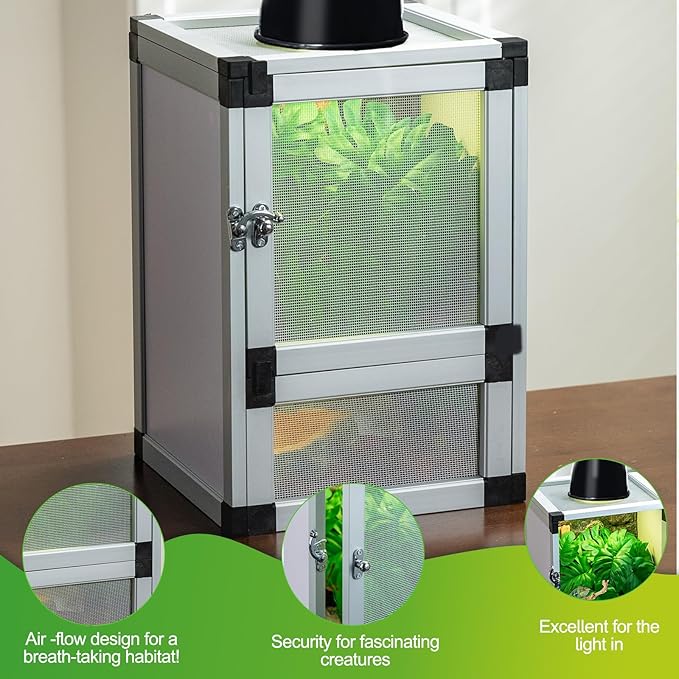5-Pack Reptile Cage 8" x 8" x 12", Small Hatching Habitat with Screen & Acrylic Doors, Ventilated Terrarium for Lizards, Frogs, Easy to Assemble