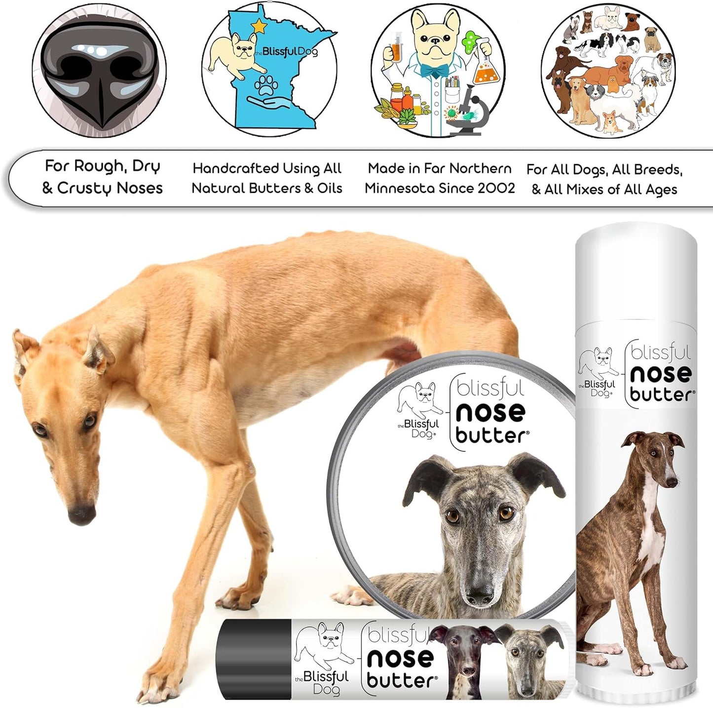 The Blissful Dog Greyhound Unscented Nose Butter - Dog Nose Butter, 1 Ounce