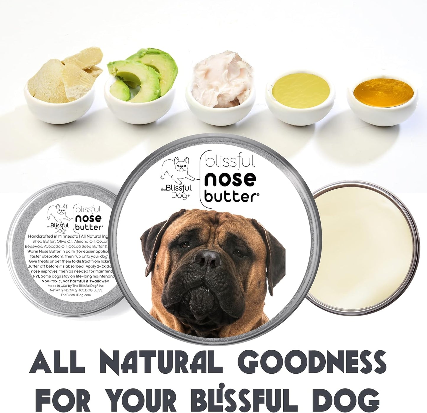 The Blissful Dog Bullmastiff Unscented Nose Butter, 16oz