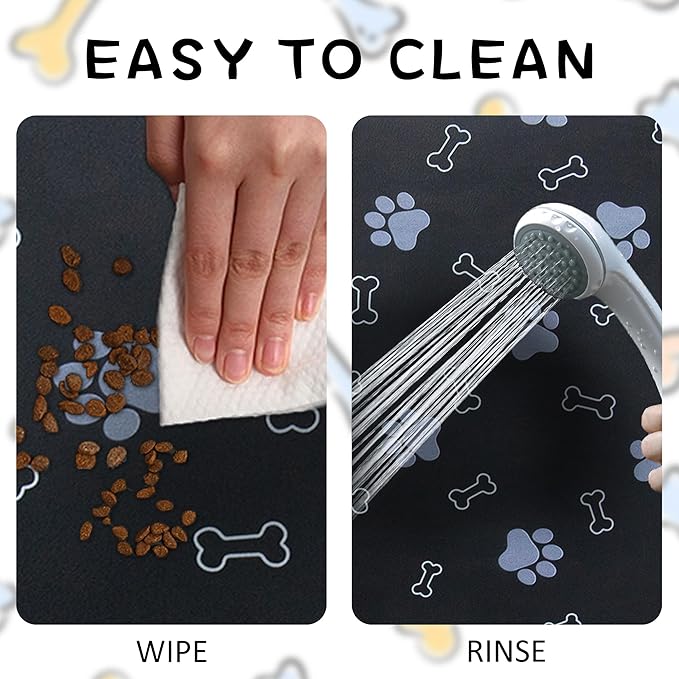 Pet Cat Dog Food Mat Non Slip Mat for Dog Water Bowl Mat Quick Dry Absorbent Cat Feeding Mat, 24 * 16.9 in, Red