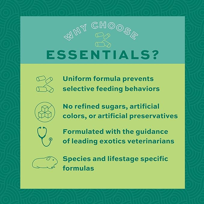 Oxbow Essentials Guinea Pig Food, Adult Guinea Pig, Made with Oxbow Timothy Hay, Pet Food Pellets with Vitamin C, Small Animal Pet Products, Made in USA, High Fiber, 5 lb. bag