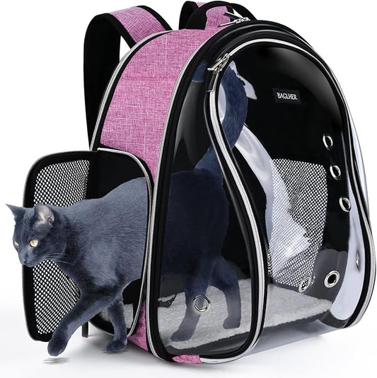 BAGLHER Cat Carrier Backpack Bubble - Fit Up to 18 Lbs - Airline-Approved Dog Backpack Carrier for Small Pets Puppies Dogs Bunny, Space Capsule Dog Carrier Backpack for Travel Outdoor Hiking, Pink