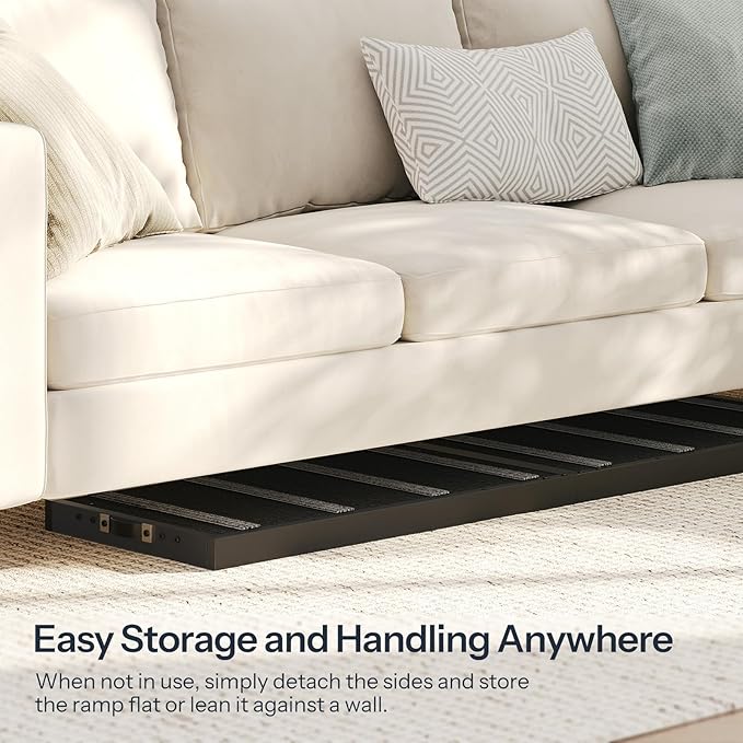 HOOBRO Dog Ramp for Bed, 63 Inch Long Dog Ramp for Couch and Bed, Pet Ramp with Non-Slip Mat and Safety Side Rails, 4 Height Adjustable up to 33 inch, for Small/Large/Old Dogs, Black BK16PT03