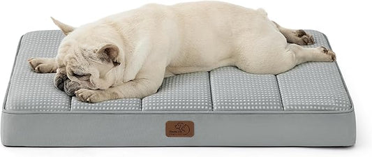 Bedsure Cooling Dog Bed for Medium Dogs - Comfy Flat Puppy Beds with Removable Washable Cover, Orthopedic Egg Crate Foam Pet Mat, Suitable for Pet Up to 30 lbs