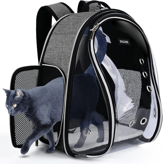 BAGLHER Cat Carrier Backpack Bubble - Fit Up to 18 Lbs - Airline-Approved Dog Backpack Carrier for Small Pets Puppies Dogs Bunny, Space Capsule Dog Carrier Backpack for Travel Outdoor Hiking, Grey