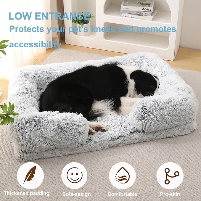 Dog Beds Large Sized dog Orthopedic, Sofa Dog Bed with Waterproof Lining and Nonskid Bottom, Rectangle Washable Dog Bed for Medium Small Dogs and Cats Comfortable ( Color : Blue1 , Size : 51 x 35" )