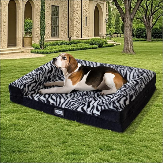 BALANCE Orthopedic Dog Bed for Large Dogs, Comfortable Dog Sofa Beds with Removable Washable Cover & Waterproof Lining, Egg Crate Foam Dogs Couch for Pet Sleeping, Black
