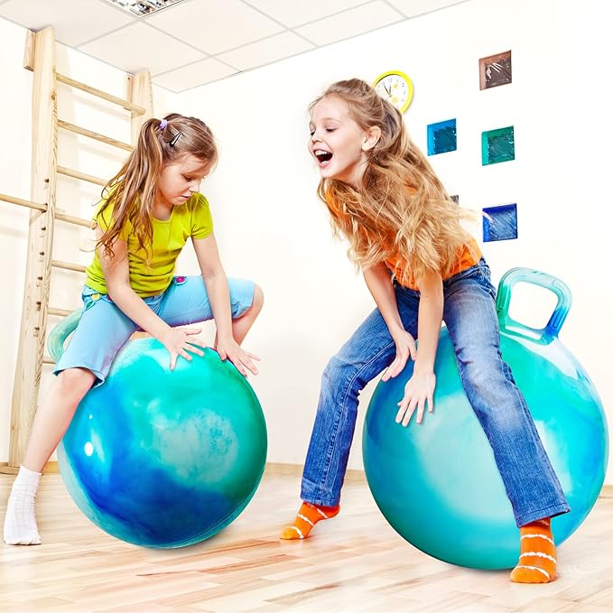 INPODAK Hopper Ball 22 Inch Bouncy Ball with Handle for Kids, Hippity Hop Jumping Bounce Hopping Toy for Boys Girls Ages 7-12 with Pump and Gift Box Great Gift for Birthday Holiday