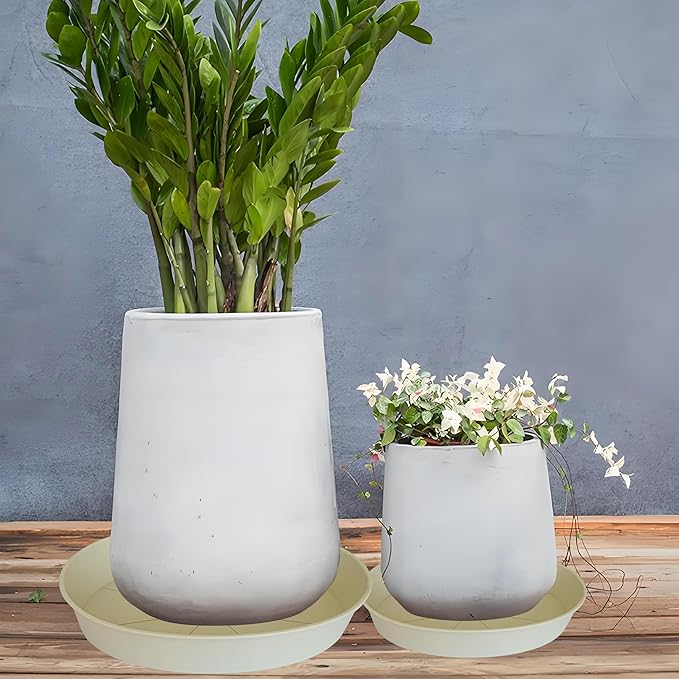 3 Pack of 20 22 inch Plant Saucer (19.2 Inch Base), 3.6" Depth Tray, Large Deep Garden Plastic Flower Planter Plant Trays for Indoors Outdoor Bath Bath (22", Beige)