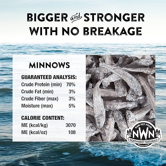 Northwest Naturals Raw Rewards Freeze-Dried Treats - Shrimp (1 oz) & Minnows (1 oz) Treats for Dogs & Cats - Healthy, 1 Ingredient, Human Grade Ingredients, All Natural