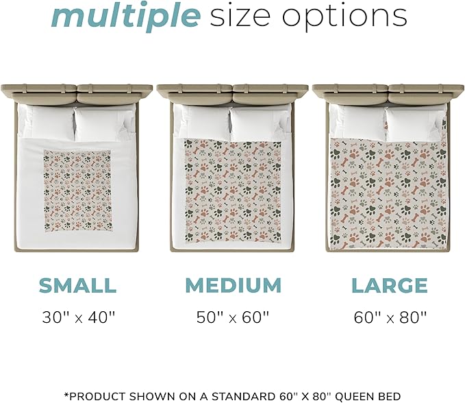 Cream Paw Print Sherpa Pet Lightweight Blanket - 30" x 40" - Cute for Dogs - Gifts and Puppy Essentials - Printed in America
