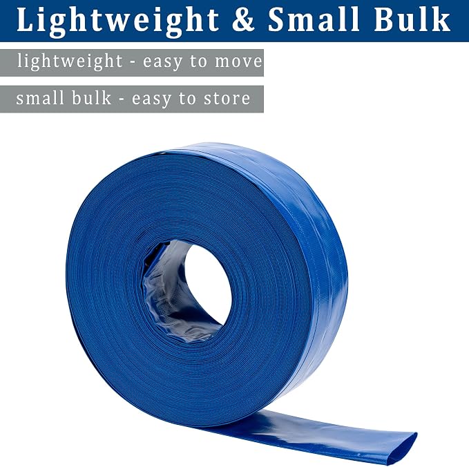 1-1/2 in x 25 ft Pool Backwash Hose Heavy Duty Drain Discharge PVC Lay flat
