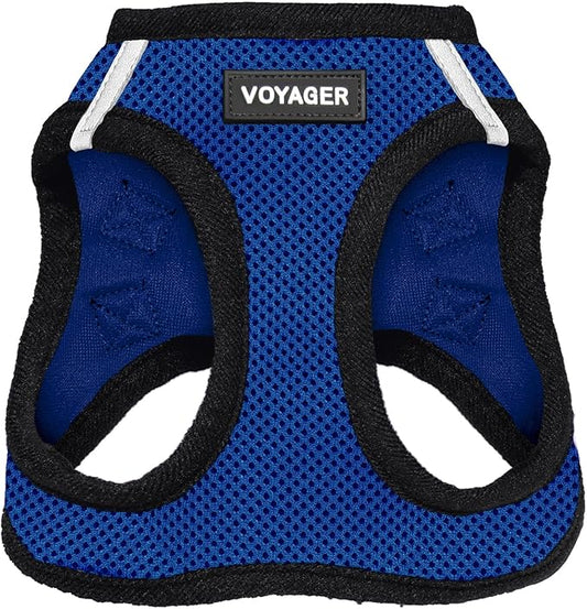 Best Pet Supplies Voyager Step-in Air Harness - All Weather Mesh, Reflective, No Pull Harness for Dogs, Cats - Secure with Hook & Loop Fastener, Buckle, Double D-Rings - Royal Blue/Black Trim, M