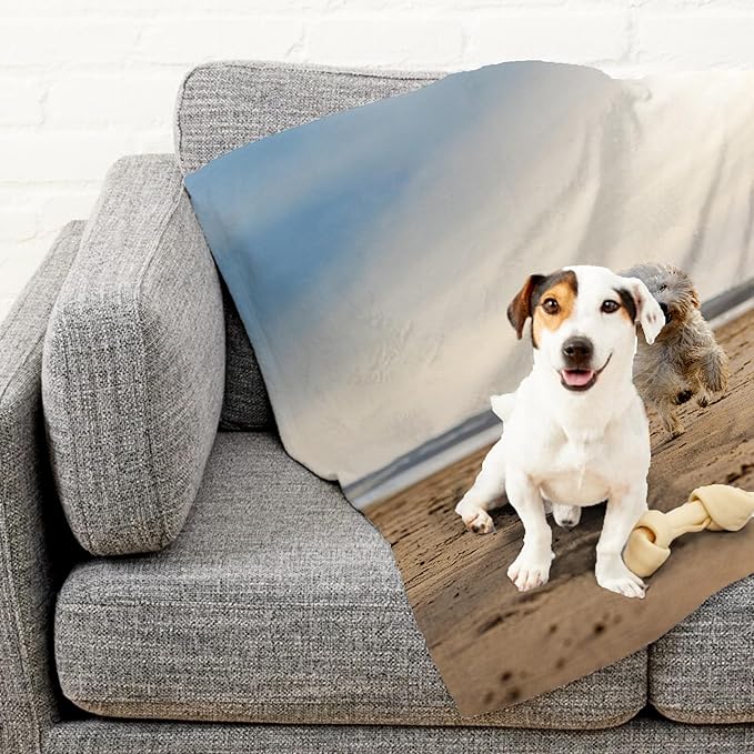 Prints Next Day – Custom 50" x 60" Sherpa Pet Lightweight Blanket with Photo Upload - Gift for Dog or Cat Owners - Personalized Couch Throw - Printed in America