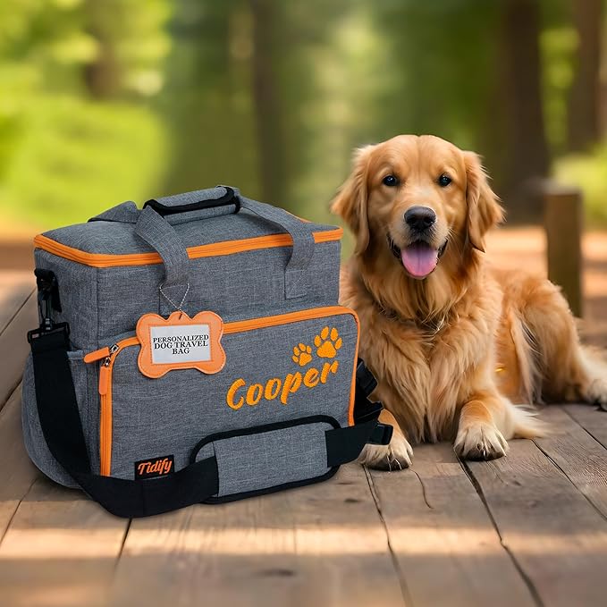 Customized Dog Travel Bag - You Name It and We Make It, Your Own Personalized Pet Travel Bag, Make It Special for You and Your Pet. (Light Grey)