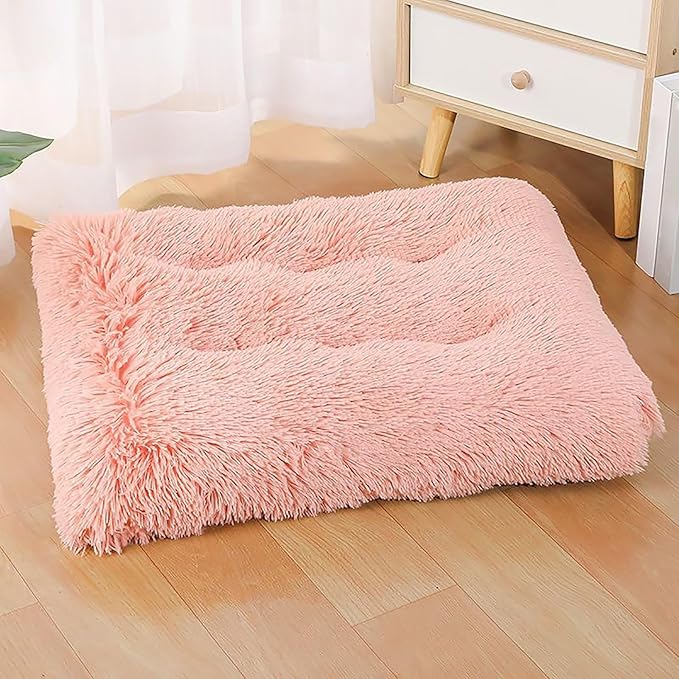 Dog Crate Mat, Dog Bed for Large Dogs, Comfy Fluffy Kennel Pad Anti-Slip for Dog beds & Furniture, Quilted Dog Bed for Pets for Medium/Small Dogs Cats (Color : Pink 2, Size : 48x33)