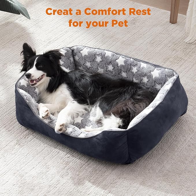 GASUR Medium Dog Beds for Medium Size Dogs, Orthopedic Dog Bed Sofa, Washable Pet Beds Cuddler Anti-Slip Bottom, Soft Calming Sleeping Warming Puppy Bed (M (30"x 24"x 9"), Black)
