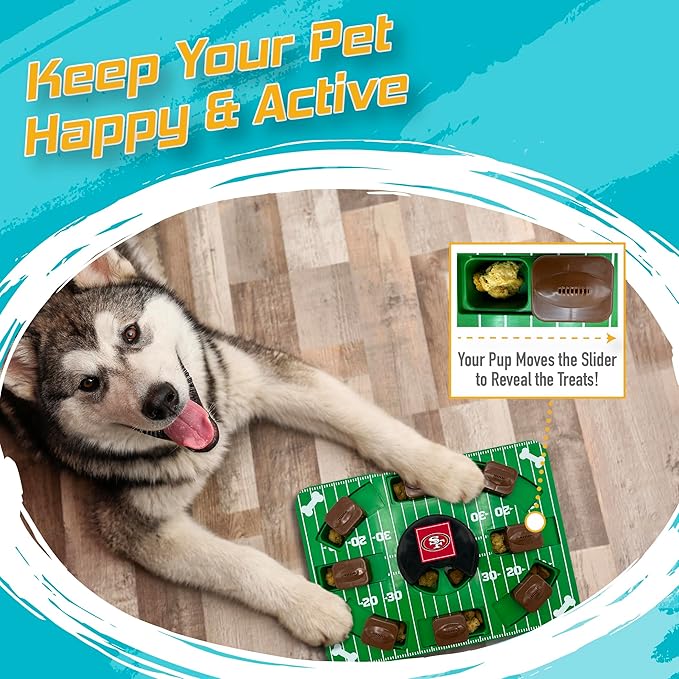 Pets First NFL SAN Francisco 49ERS Puzzle, Interactive Dog Treat Puzzle Toy