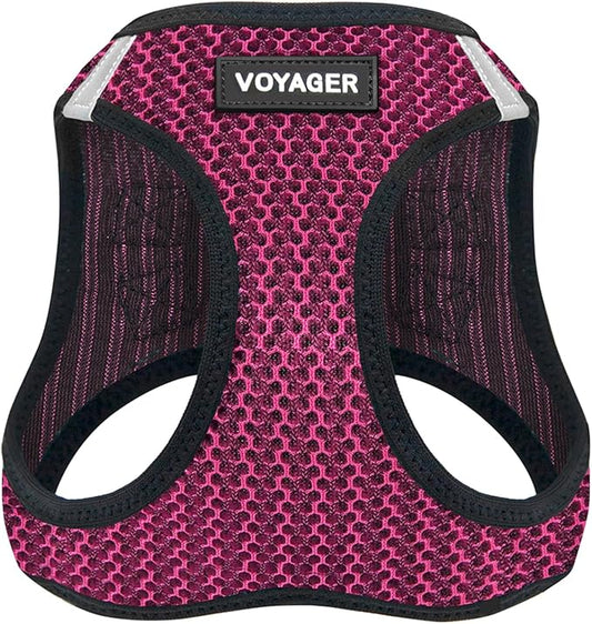 Best Pet Supplies - All Weather Mesh/Plush, Reflective, No Pull Harness for Small, Medium Dogs, Cats - Secure with Hook & Loop Fastener, Buckle, Double D-Rings - Fuchsia (2-Tone), XL