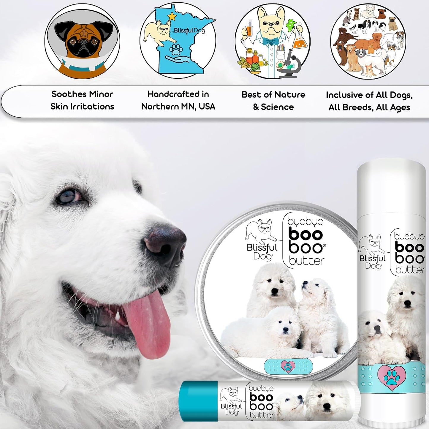The Blissful Dog 8 oz TIN Great Pyrenees Booboo Butter