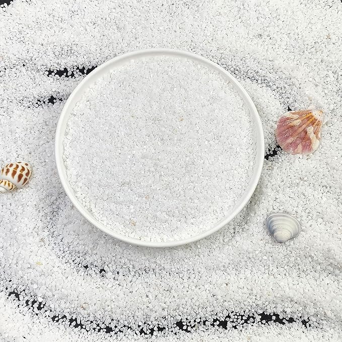 20 lbs Aquarium White Sand, 0.8-2 mm Small Aquarium Gravel for Fish Tank. Decorative Sand for Aquarium, Paintings, Plants Potted, Fire Pits, Candle, Vase and Crafts