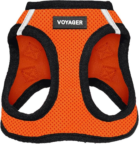 Best Pet Supplies Voyager Step-in Air Harness - All Weather Mesh, Reflective, No Pull Harness for Dogs, Cats - Secure with Hook & Loop Fastener, Buckle, Double D-Rings - Orange/Black Trim, XXS