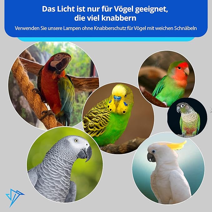 HappyBird Lighting Bird Cage Light with Chew Guard - Full Spectrum LED Pet Light - Simulates Natural Environment - Safe for Hookbill Birds – Easy to Install - (18" Long)