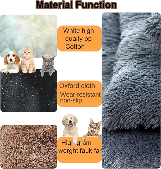 Dog Crate Mat, Dog Bed for Large Dogs, Comfy Fluffy Kennel Pad Anti-Slip for Dog beds & Furniture, Quilted Dog Bed for Pets for Medium/Small Dogs Cats (Color : Khaki, Size : 25x18)