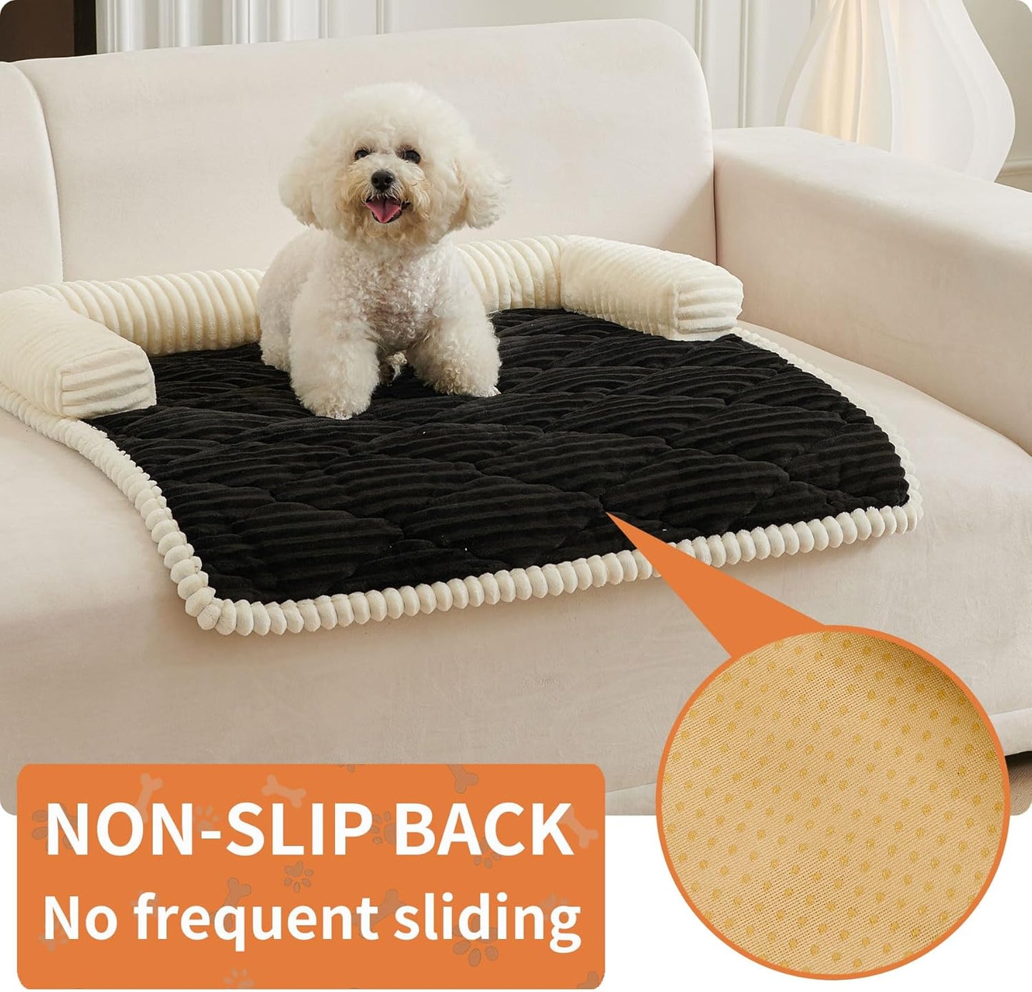 HAOMAIJIA Dog Couch Bed for Large Dogs, Non Slip Pet Couch Covers for Sofa Thick Soft Washable Dog Couch Cover Protector All Seasons Universal Dogs and Cats Bed Mat (Black, X-Large)