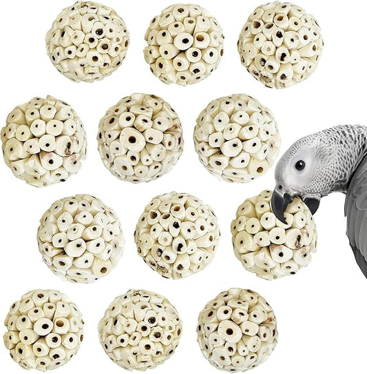 PINVNBY 12 Pack Small Sola Balls Bird Toys Soft & Chewable Bird Chew Ball Natural Sola Plant Lightweight Shred Toy for Parakeet Cockatiel Lovebird Budgie and Similar Sizes Pets