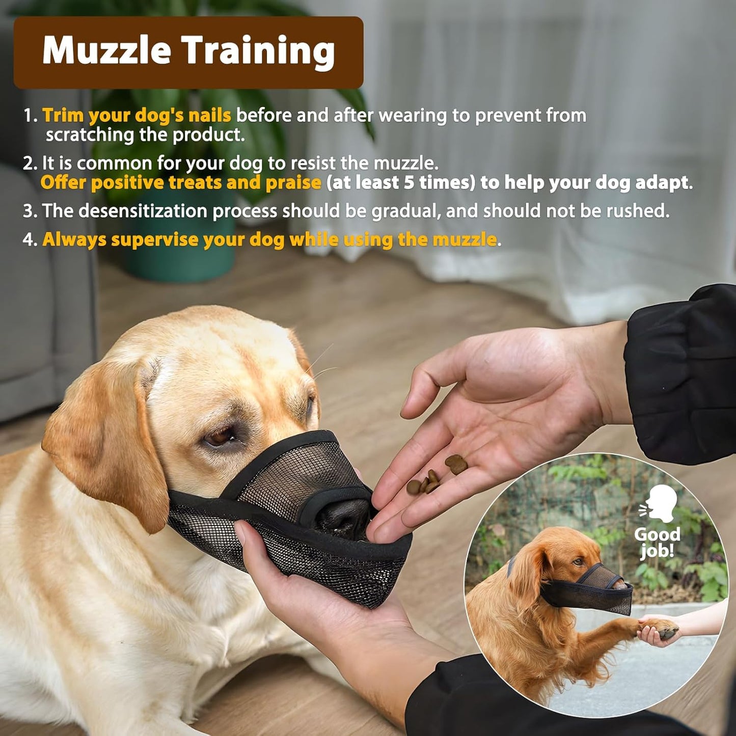 Crazy Felix Nylon Dog Muzzle for Small Medium Large Dogs Dachshund Beagle Poodle Labrador, Air Mesh Breathable and Drinkable Pet Mouth Guard for Anti-Biting Chewing Scavenging