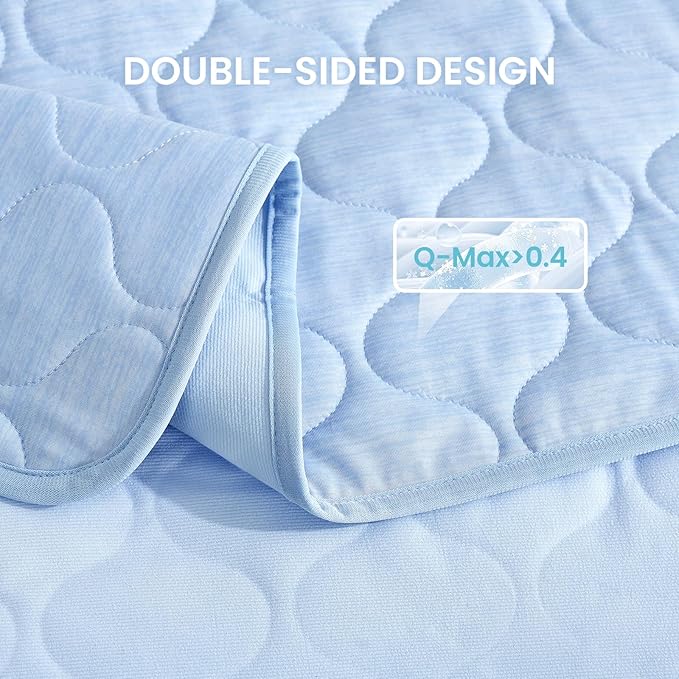 Cozy Bliss Leakproof Cooling Blanket for Medium Dogs – Q-Max>0.4, Durable & Washable Dog Cooling Mat for Hot Weather, Soft Pet Throw & Couch Protector for Dogs & Cats, 30x40 Inch, Heather Cool Blue
