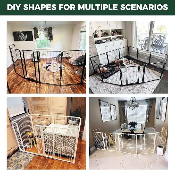 FXW Homeplus Unleashed Indoor Dog Playpen - Stress-Free and Safe Play, Heavy Duty 32 Inch 8 Panels Dog Pen for Small and Medium Dogs, White│Patented