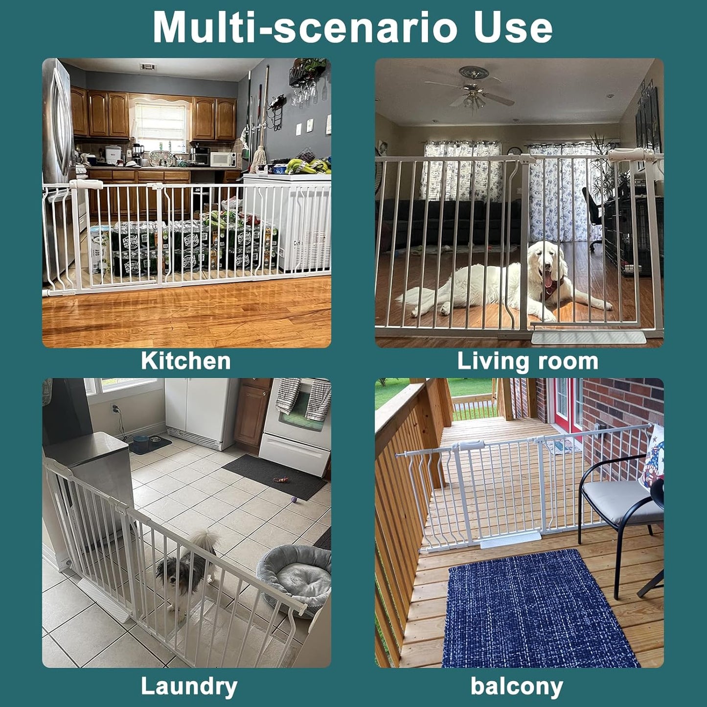 ALLAIBB Extra Wide Pressure Mounted Baby Gate Walk Through Child Kids Safety Toddler Tension White Long Large Pet Dog Gates with Extension for doorways Kitchen (66.93"-71.65"/170-182cm)