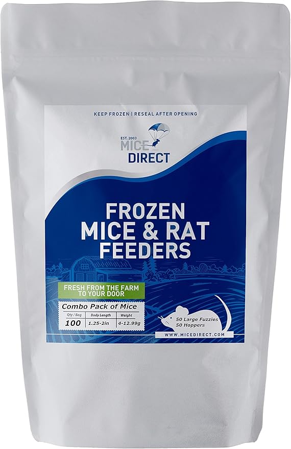 MiceDirect Frozen Mice Combo Pack 50 Fuzzies & 50 Hoppers Frozen Reptile & Snake Food (100 Count)