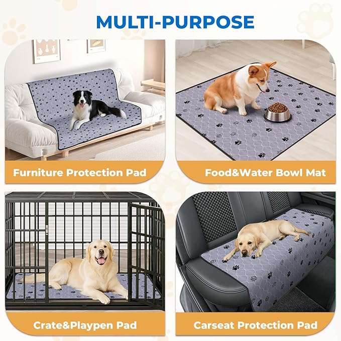 Fostanfly Washable Pee Pads for Dogs, Ultra-Absorbent & Leakproof Reusable Puppy Pads Non-Slip Protects Against Urine Leakage for Potty Training-4 Pack 18"x24" Add 8 Lanyards