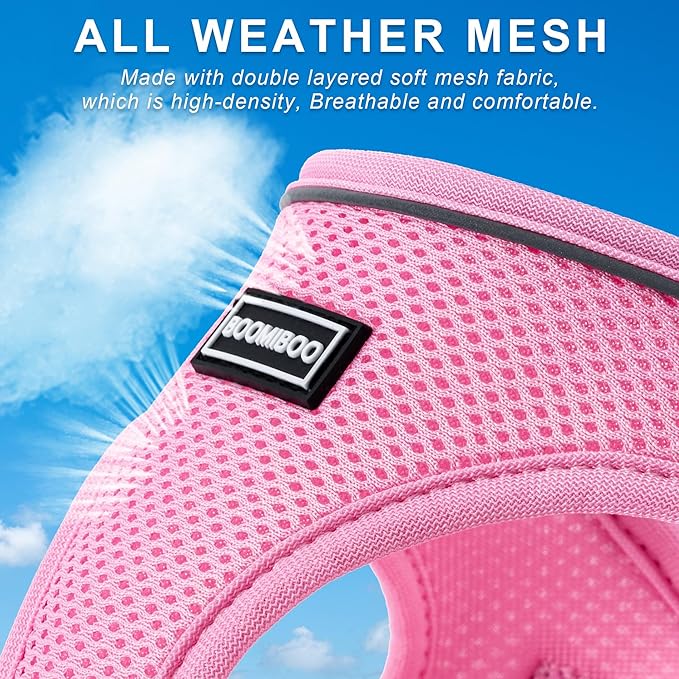 Dog Harness with Leash Set, No Pull Adjustable Reflective Step-in Puppy Pet Vest Harnesses for Small Medium Large Dogs and Cats,Cranberry XS