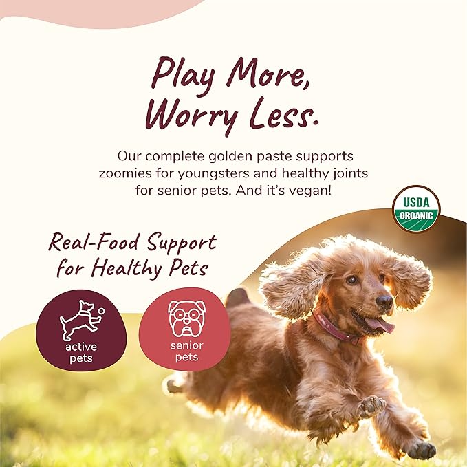 kin+kind Hip+Joint Supplement Dogs & Cats - Vet Formulated Natural Formula with Organic Turmeric, Black Pepper and Coconut- Made in USA - Bundle (3 x 8 oz)