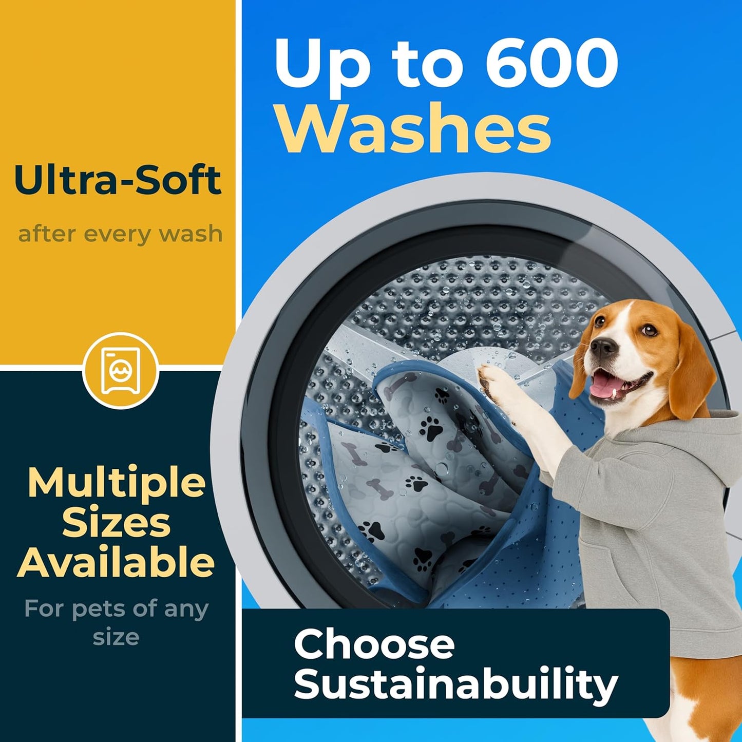 GREEN LIFESTYLE Washable Pee Pads for Dogs - Waterproof Reusable Puppy Pads with Anti-Slip Backing, Pet Training Pad for Puppy Playpen, Crate, Whelping Box, Potty Training (Pack of 2 - 48x48)