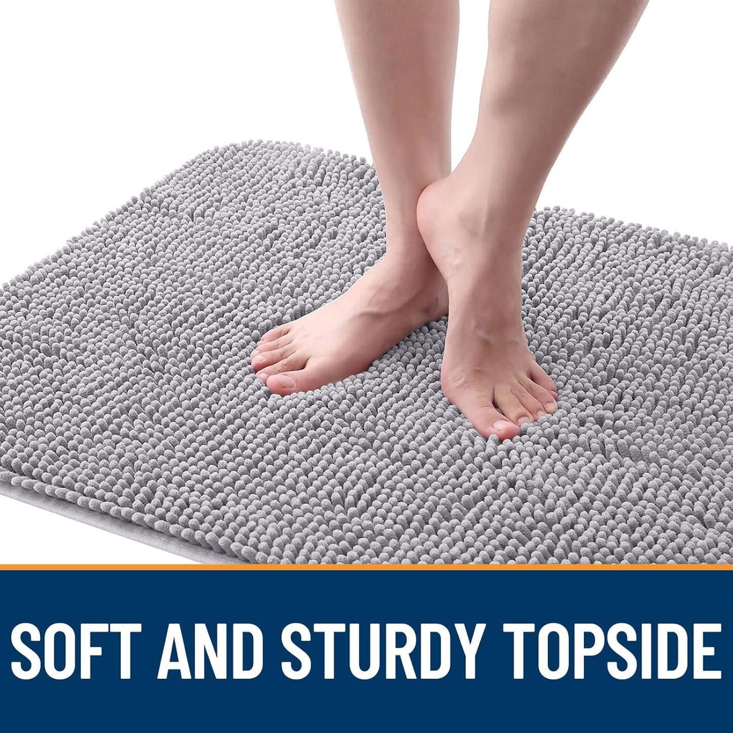 OLANLY Dog Door Mat for Muddy Paws 24x16, Absorbs Moisture and Dirt, Absorbent Non-Slip Washable Doormat, Quick Dry Chenille Mud Mat for Dogs, Entry Indoor Entryway Carpet for Inside Floor, Light Grey