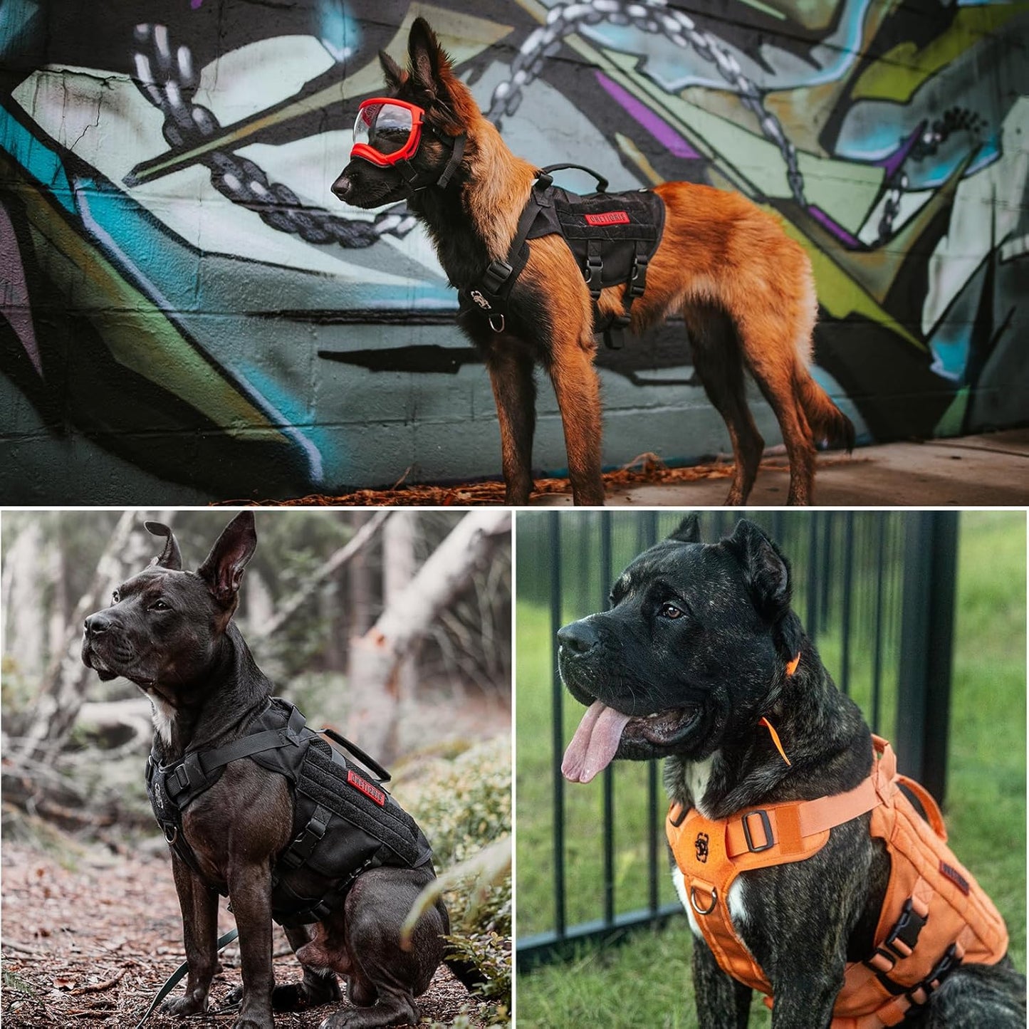 OneTigris No Pull Tactical Dog Harness for Medium Large Dogs, Mesh Design Breathable Military Dogs Molle Vests with Handles, Service Dog Vest Harness for Walking Hiking Training (XL, Black)