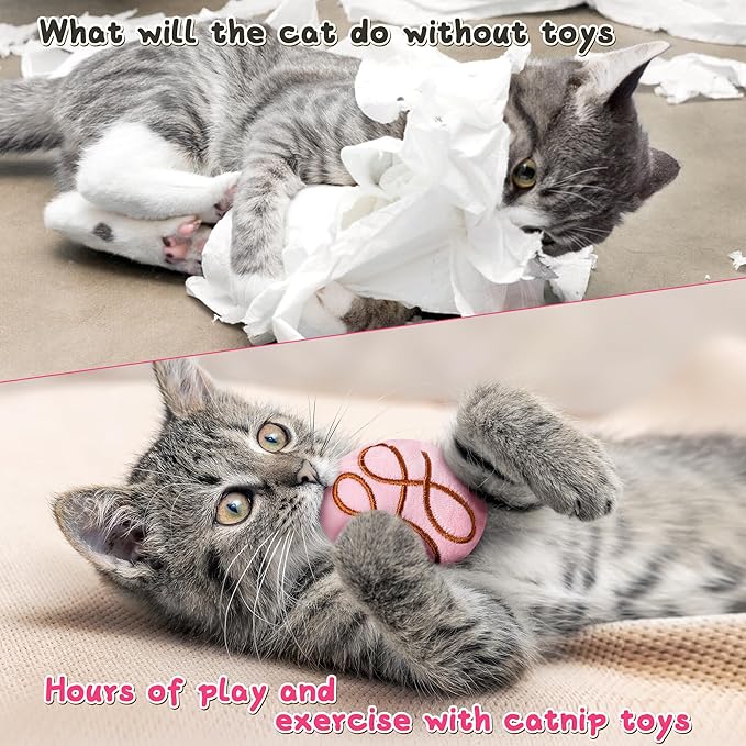MALLMALL6 Catnip Toys for Cat - 5Pcs Chocolate Truffles Catmint Interactive Teething Chew Kick Cat Toy for Indoor Kitten, Soft Candy Pet Supplies, Pet Birthday Gifts for Kitten Lover
