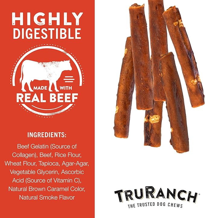 Collagen Rolls - 6" Collagen Rolls for Dogs - Long Lasting Healthy Joint Support Dog Treat - Rawhide Alternative - Skin & Coat Health - Made with Real Beef, 1 Bag, 4 Count