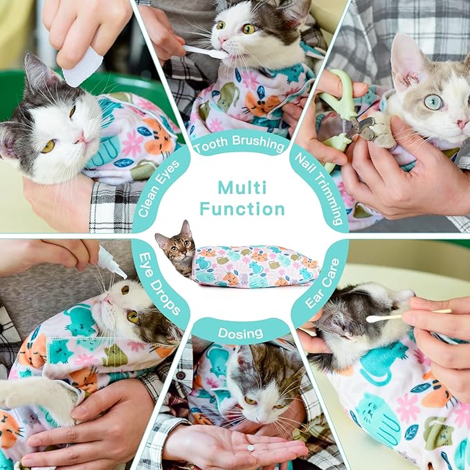 27.6" Cat Grooming Wrap, Cat Wrap for Cutting Nails, Self-Adherent Fabric Wrap for Cats, Cat Burrito Wrap Anti-Scratch, Anti-Escape, Multifunctional Swaddle Wrap Pet Tool (Orange Kitten, X Large)