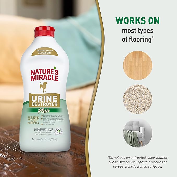 Nature's Miracle Urine Destroyer Plus for Dogs, Enzymatic Formula for Severe Dog Urine Stains, 32 fl oz