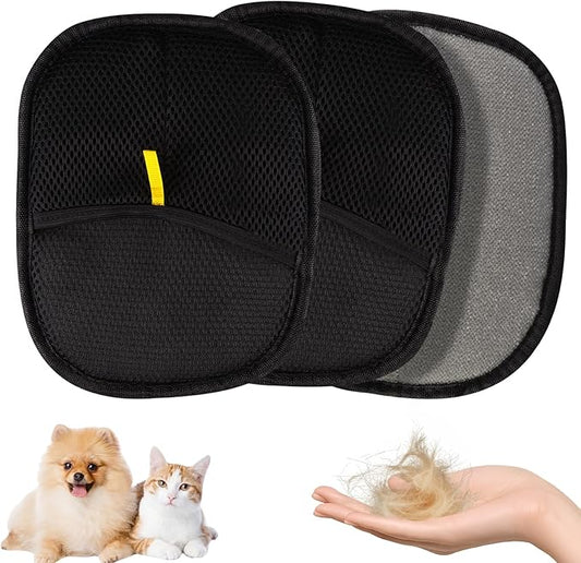 3 PCS Pet Hair Remover Electrostatic Gloves, Pet Hair Removal Gloves, Reusable Cat & Dog Hair Remover for Couch, Furniture, Carpet, Car Seat, Animal Fur Removal Tool, Cat Grooming Gloves
