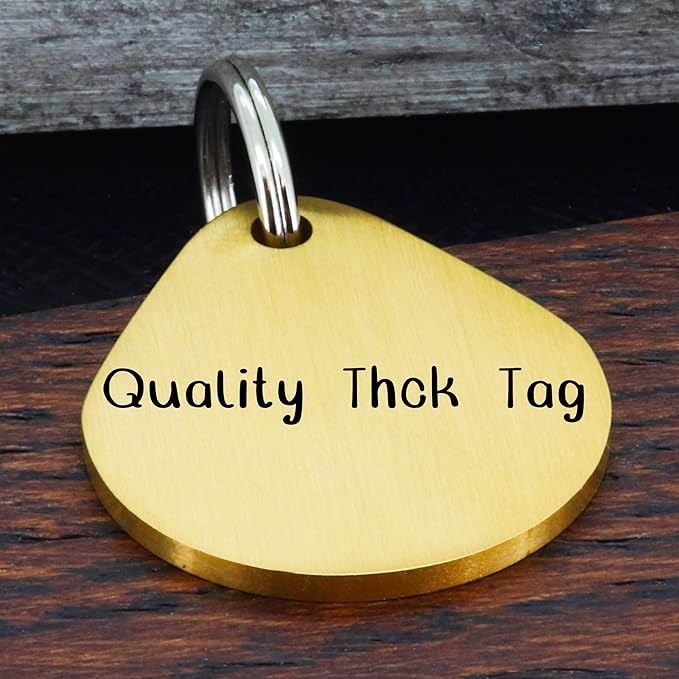 Ultra Joys Dog ID Tag, Custom Dog Tag Personalized Cat Tag, Pet ID Tag, Brushed Stainless Steel Teardrop Dog Tag Gold Large