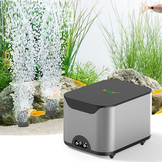 hygger Aquarium Air Pump 10W 285GPH Ultra Quiet Powerful Fish Tank Air Pump with Adjustable Knob Dual Outlets Air Stone Fish Tank Bubbler Aerator for Up to 600 Gallon Tank