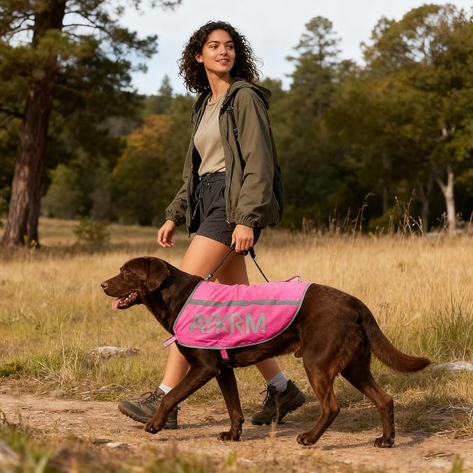 Pink Reflective Dog Vest Logo Small Breeds,High Visibility Dog Safety Vest Harness with Removable Bell Keep Safe from Hunting, Training & Cars Accidents