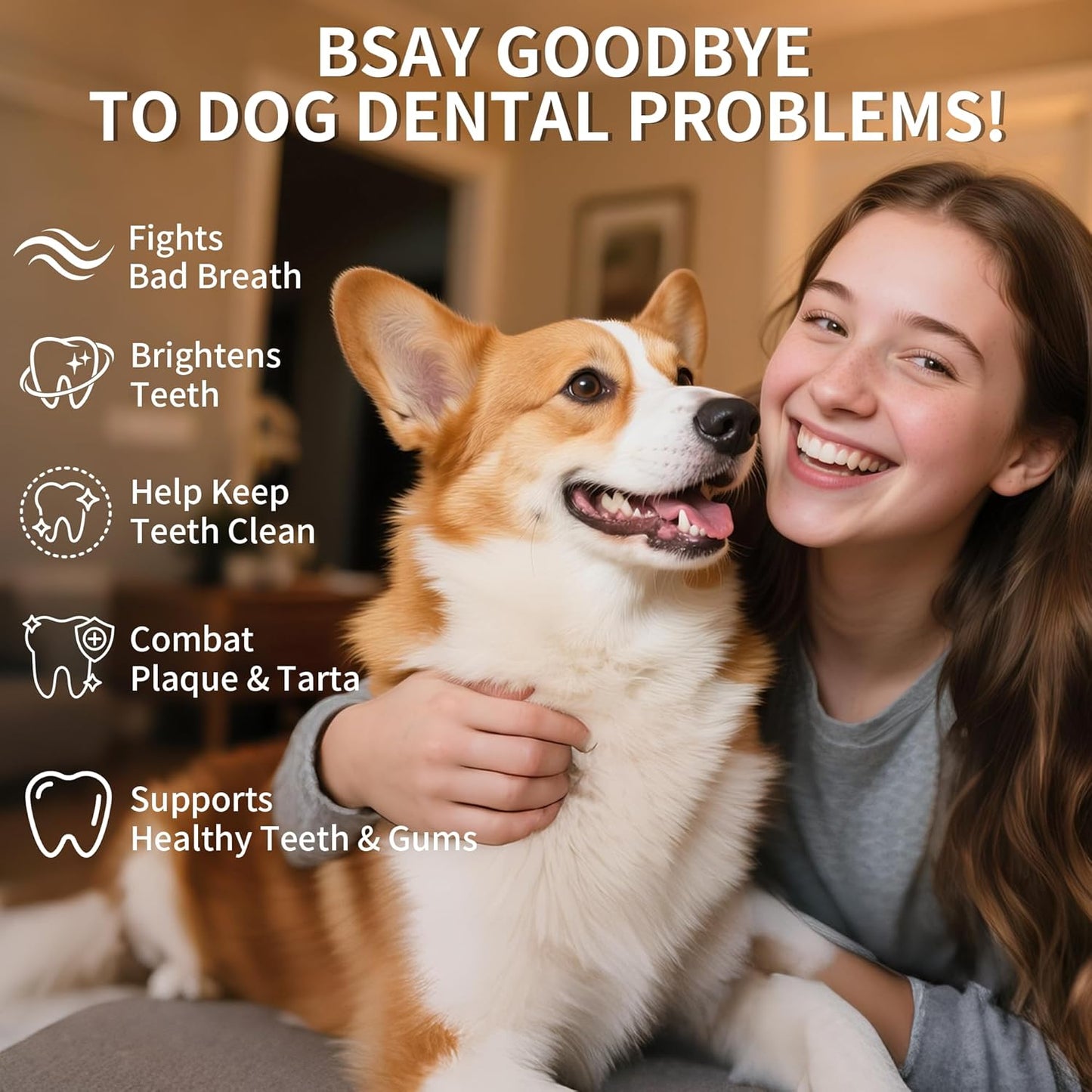 2 Pack Dog Dental Powder, Dog Teeth Cleaning Powder with Natural Herbal Blend & Postbiotics, Dental Powder for Dogs Teeth, Targets Tartar & Reduces Plaque & Bad Breath for Dogs & Cats, Mint -150Grams